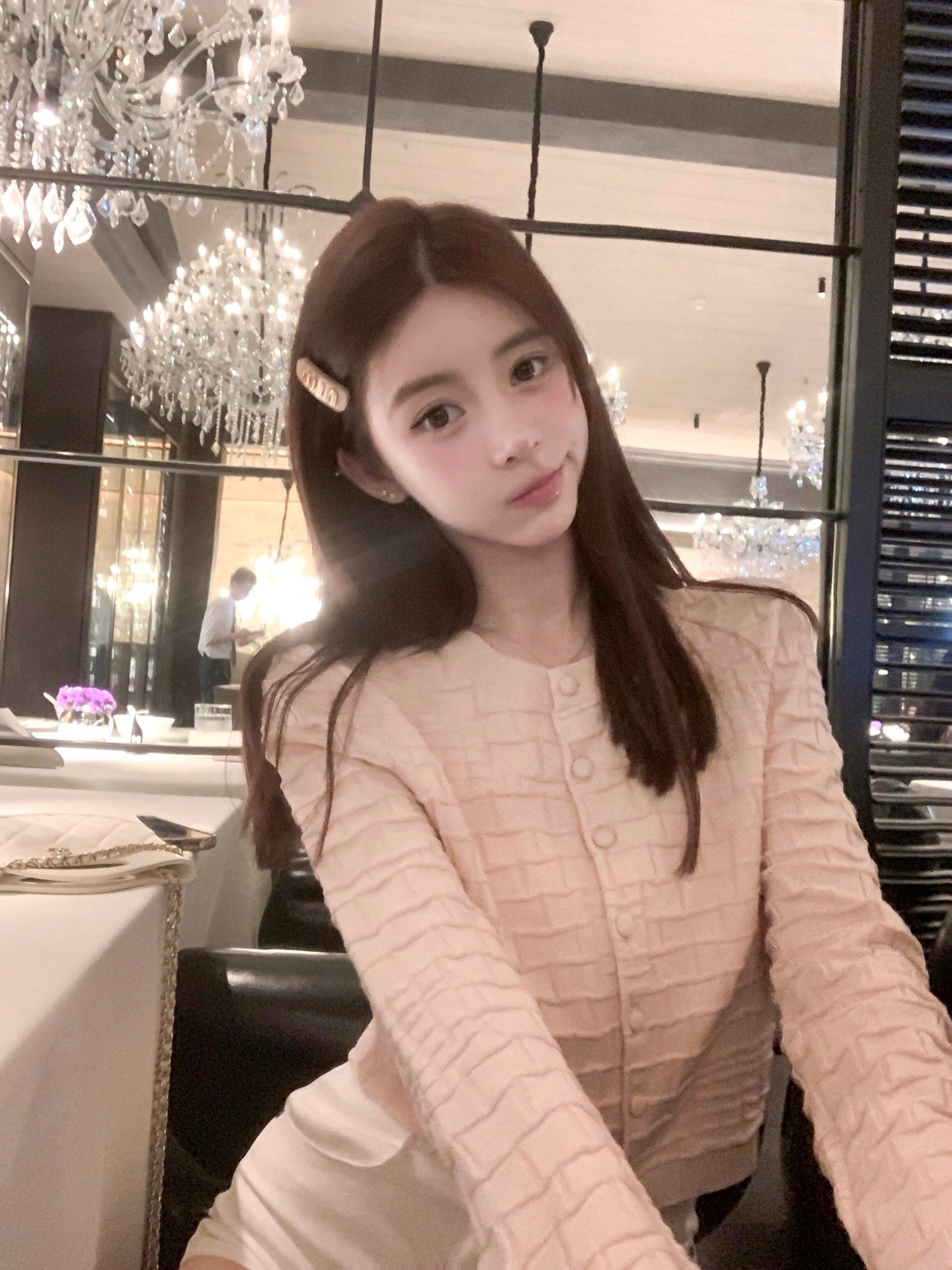 Pink cardigan elegant top