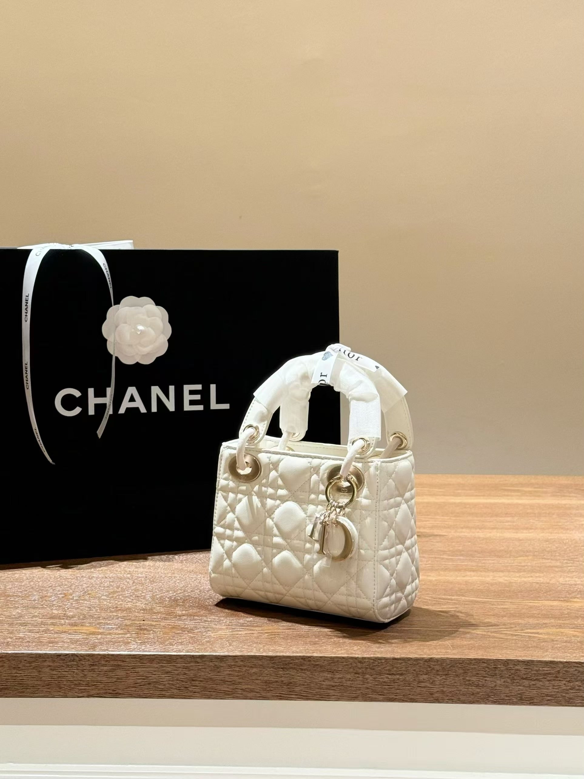 Lady Dior style luxury handbag