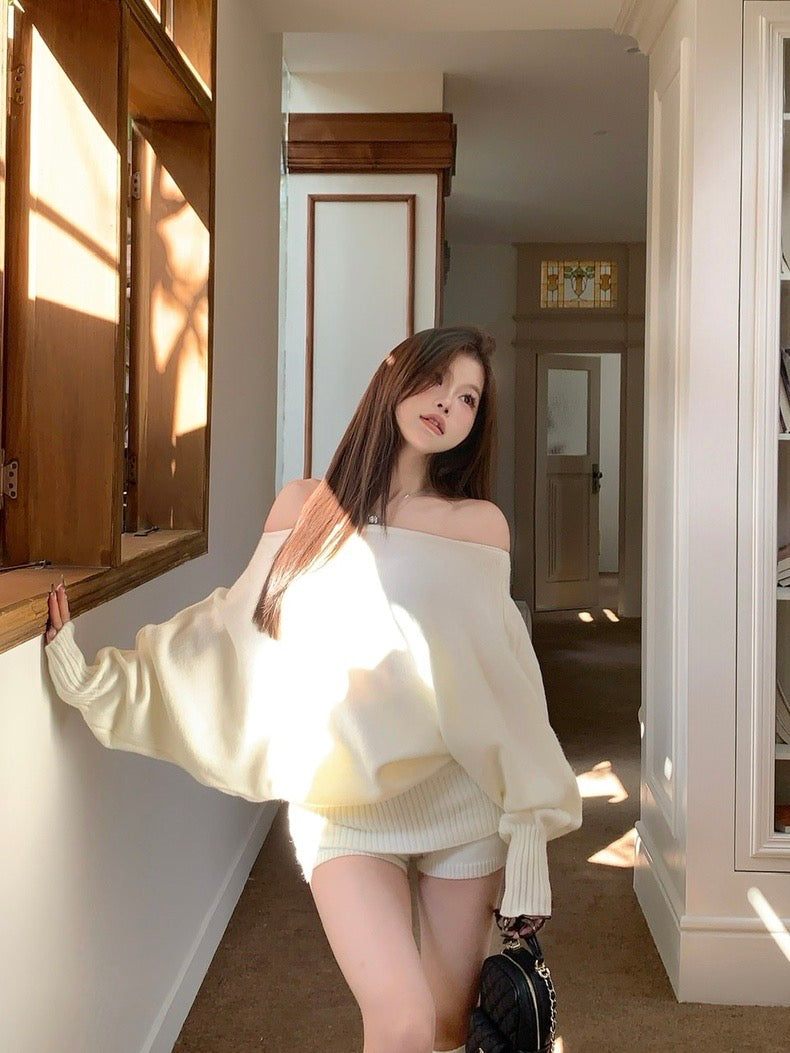 White elegant cardigan one piece shorts
