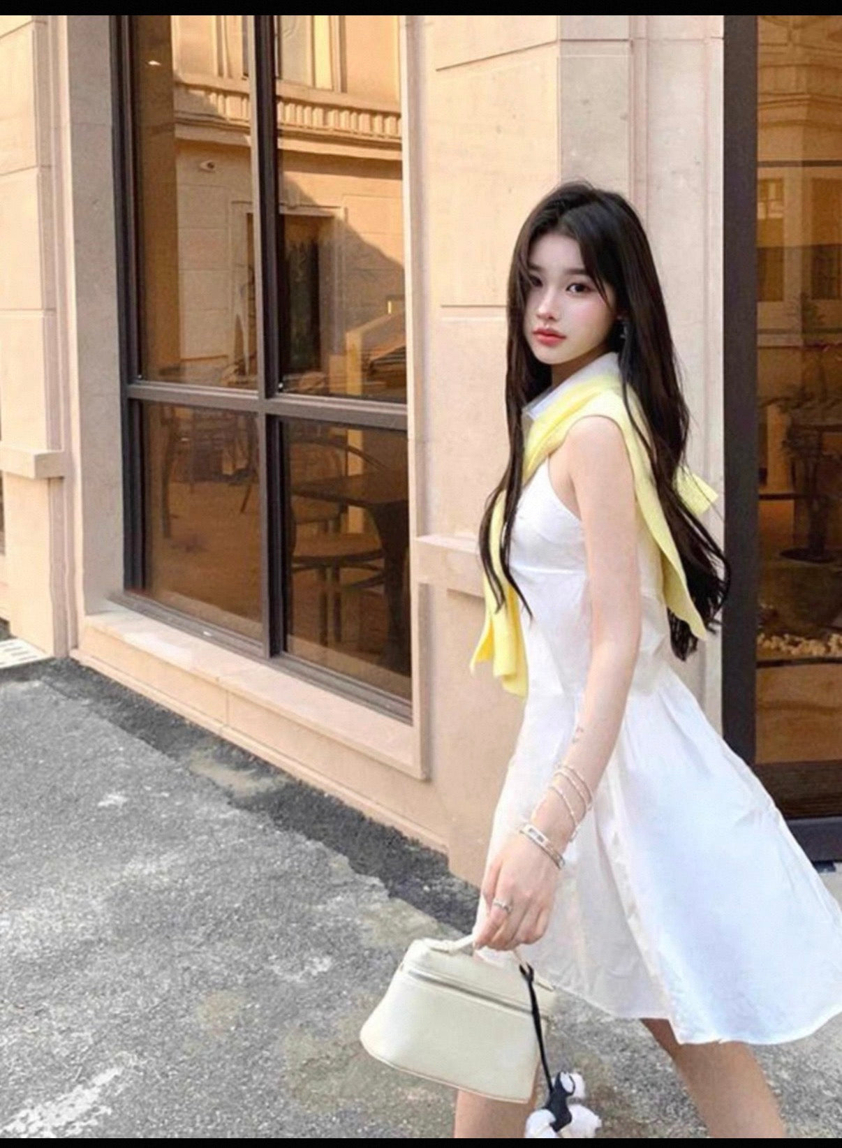 RL old money two piece shirt dress with a yellow jacket