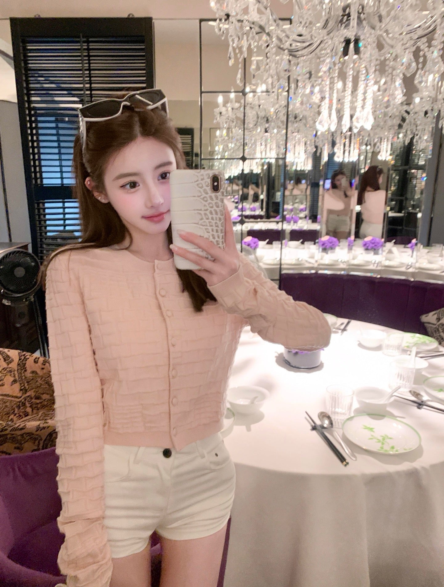 Pink cardigan elegant top