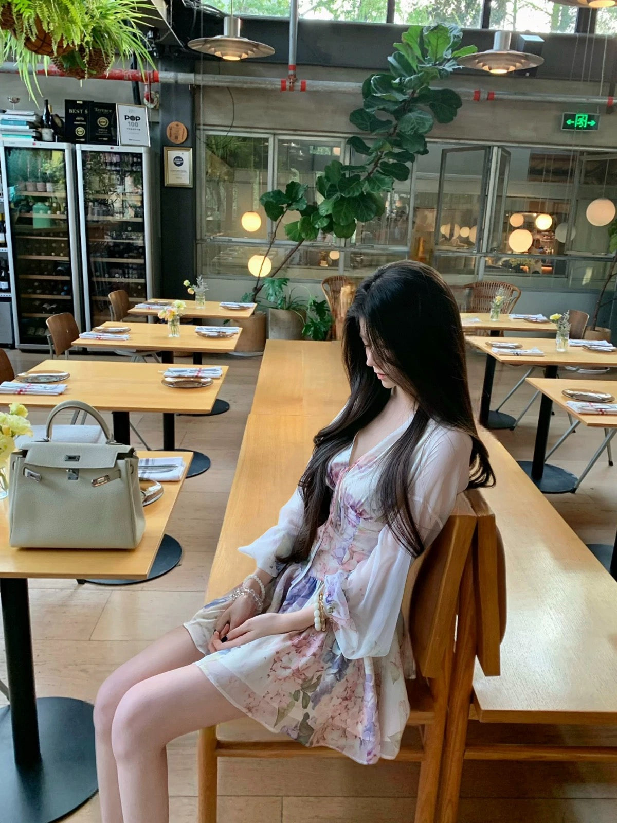 Floral one piece Korean style lilac dress