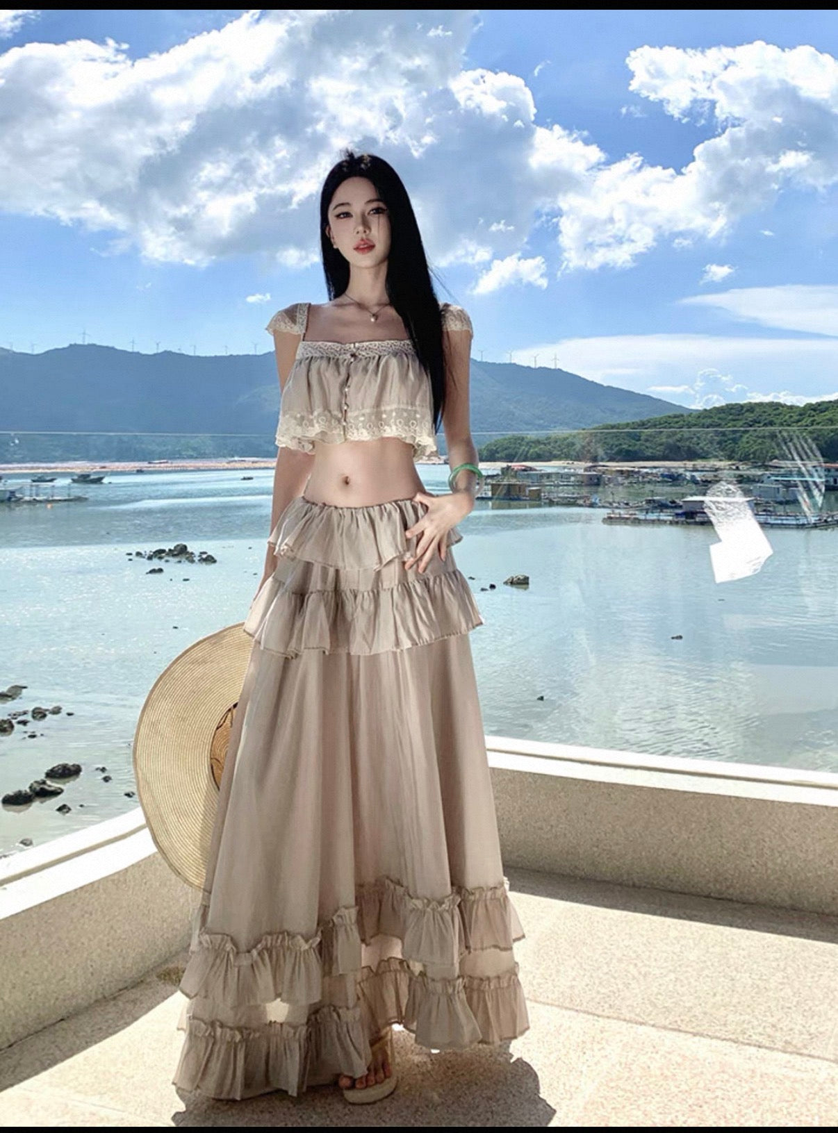 Beachside lace two pieces dress full set