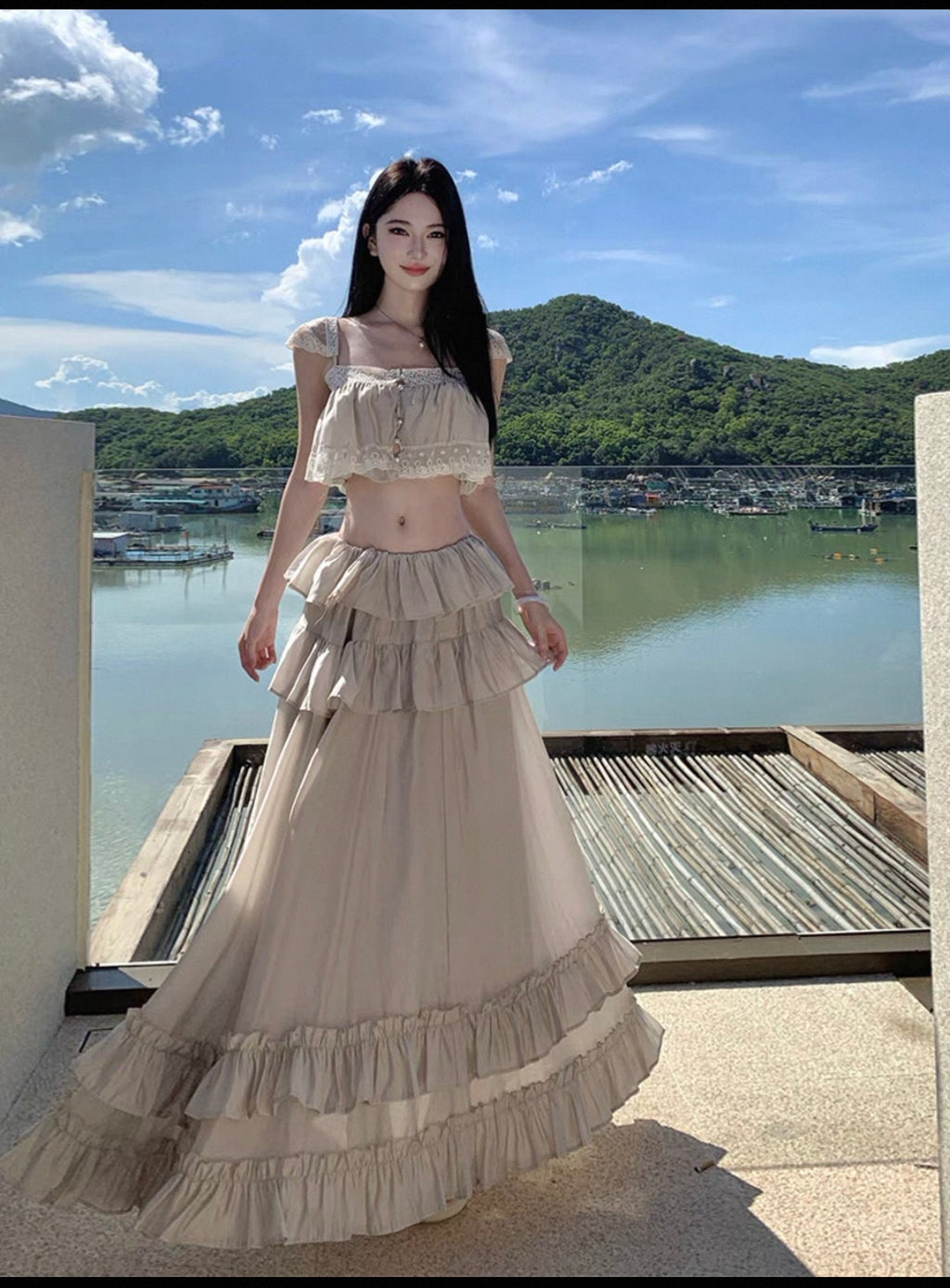 Beachside lace two pieces dress full set