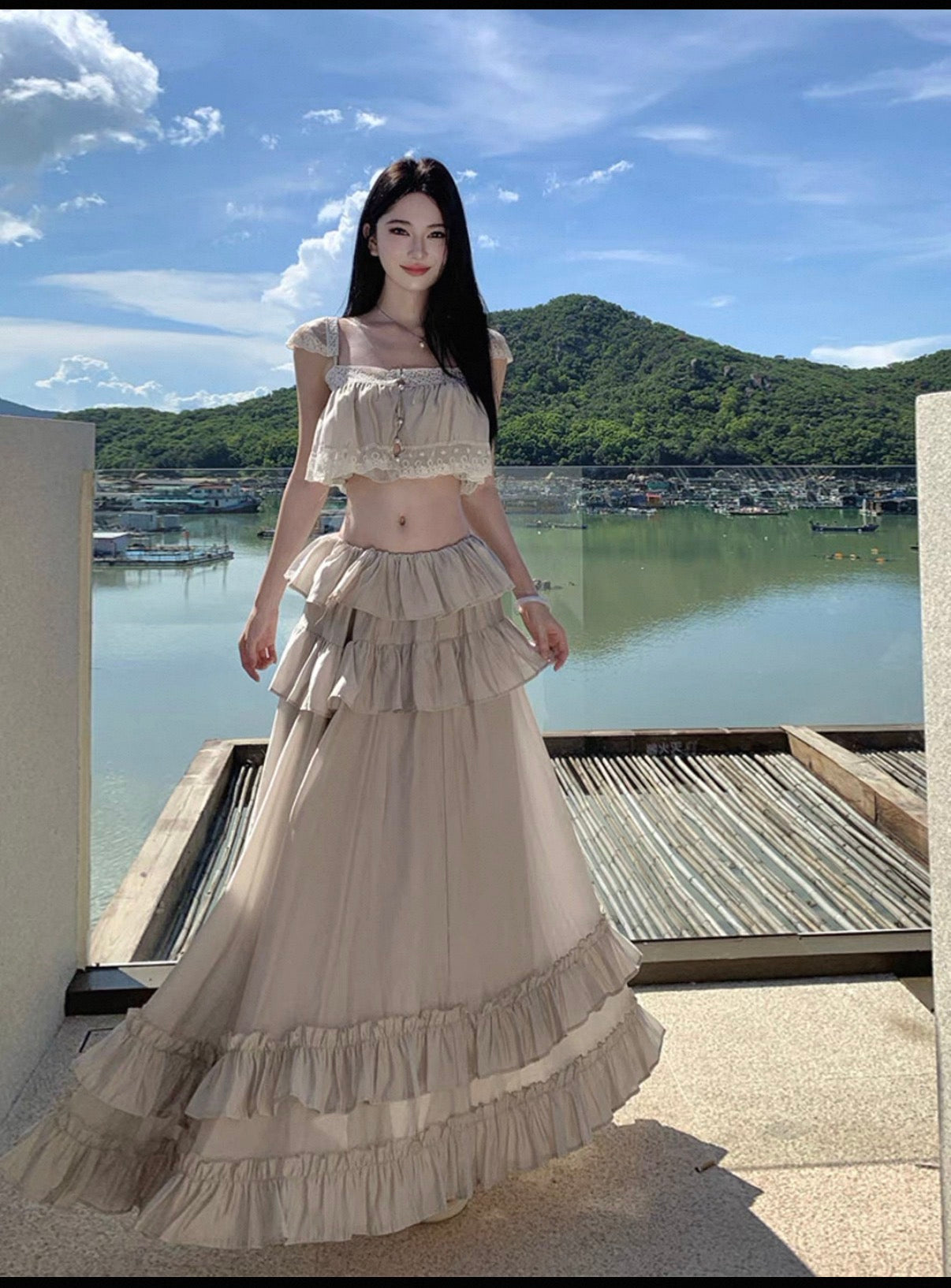 Beachside lace two pieces dress full set