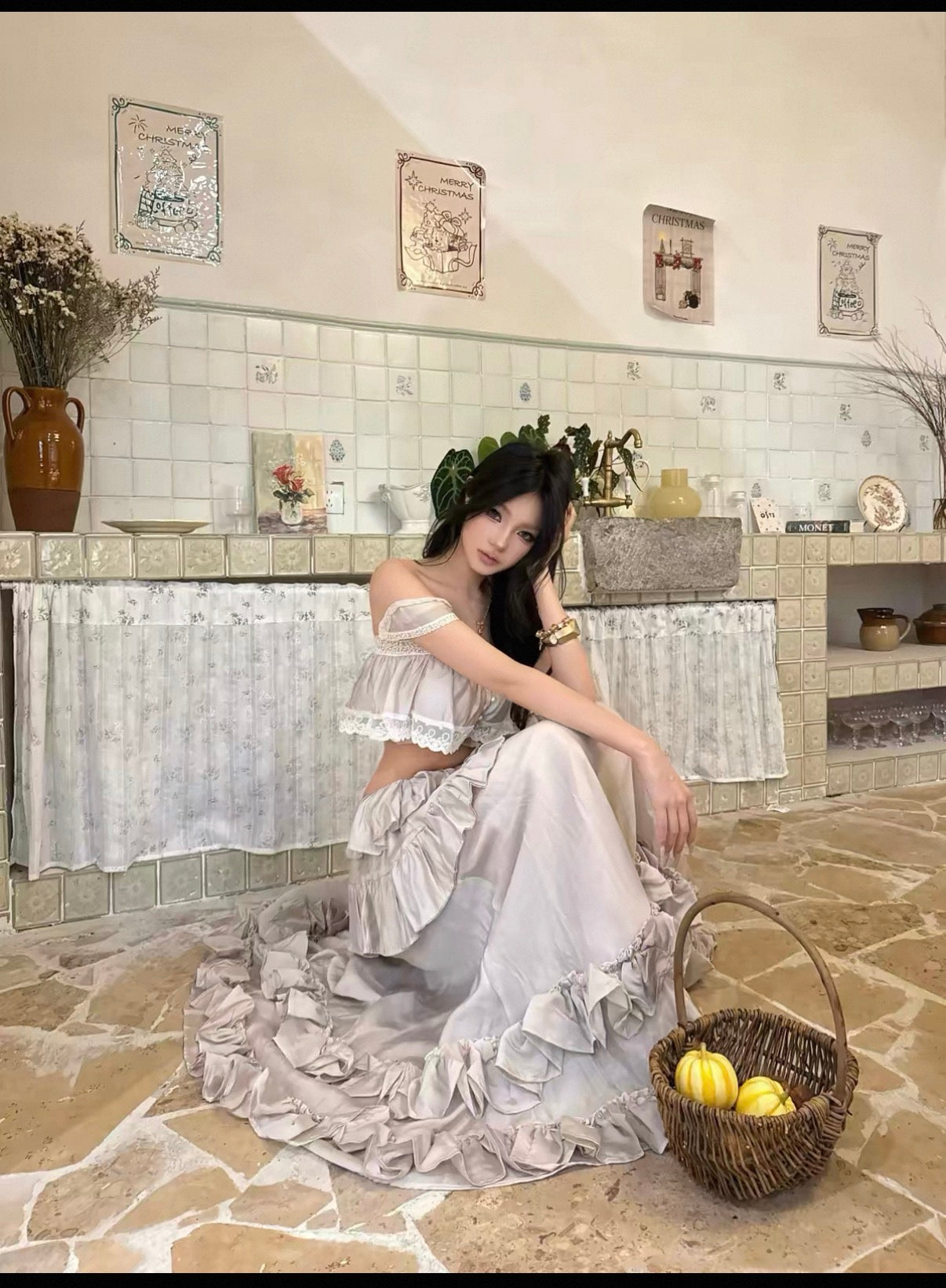 Beachside lace two pieces dress full set