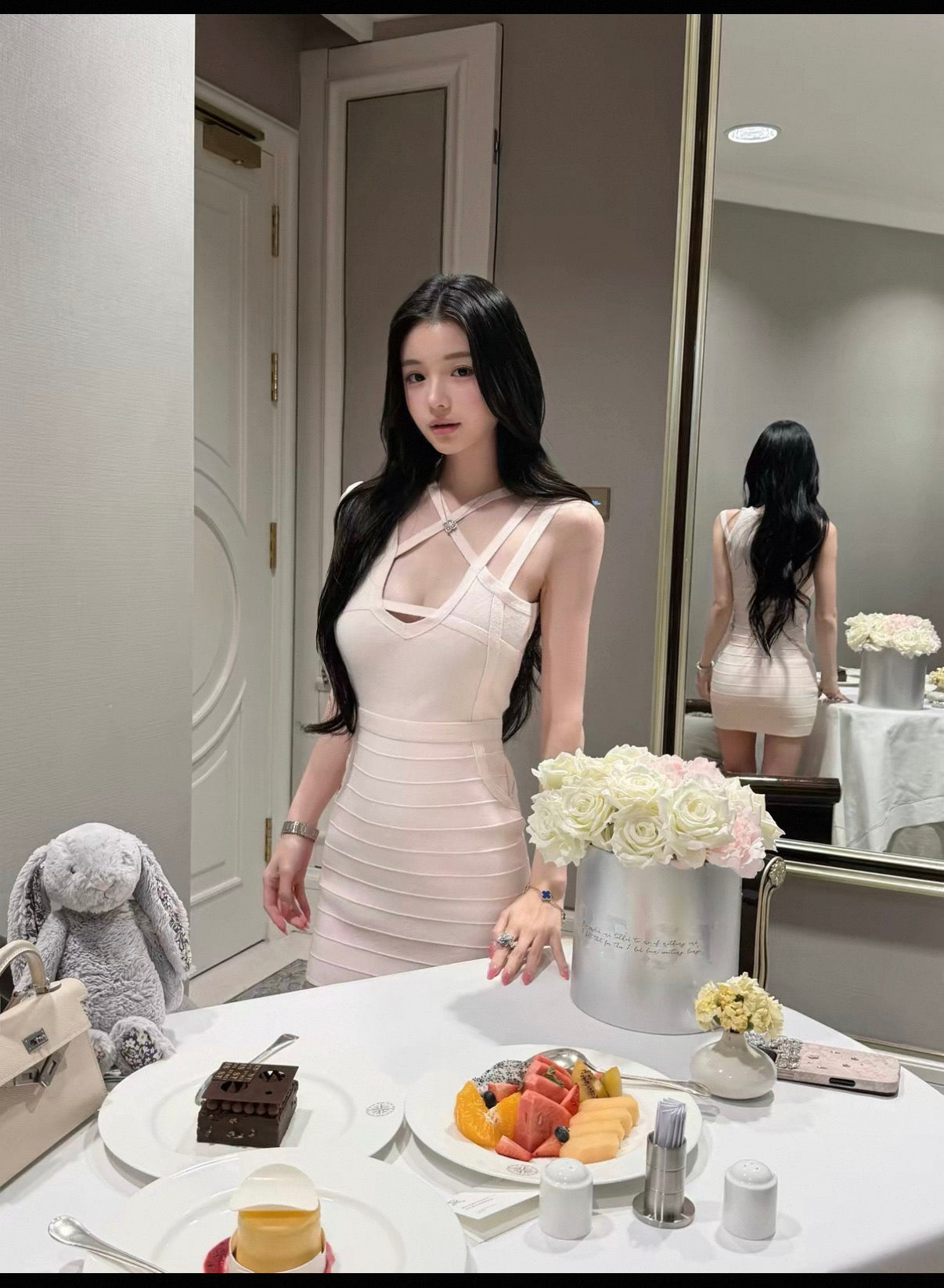 Pink sexy cross sleeveless one piece dress