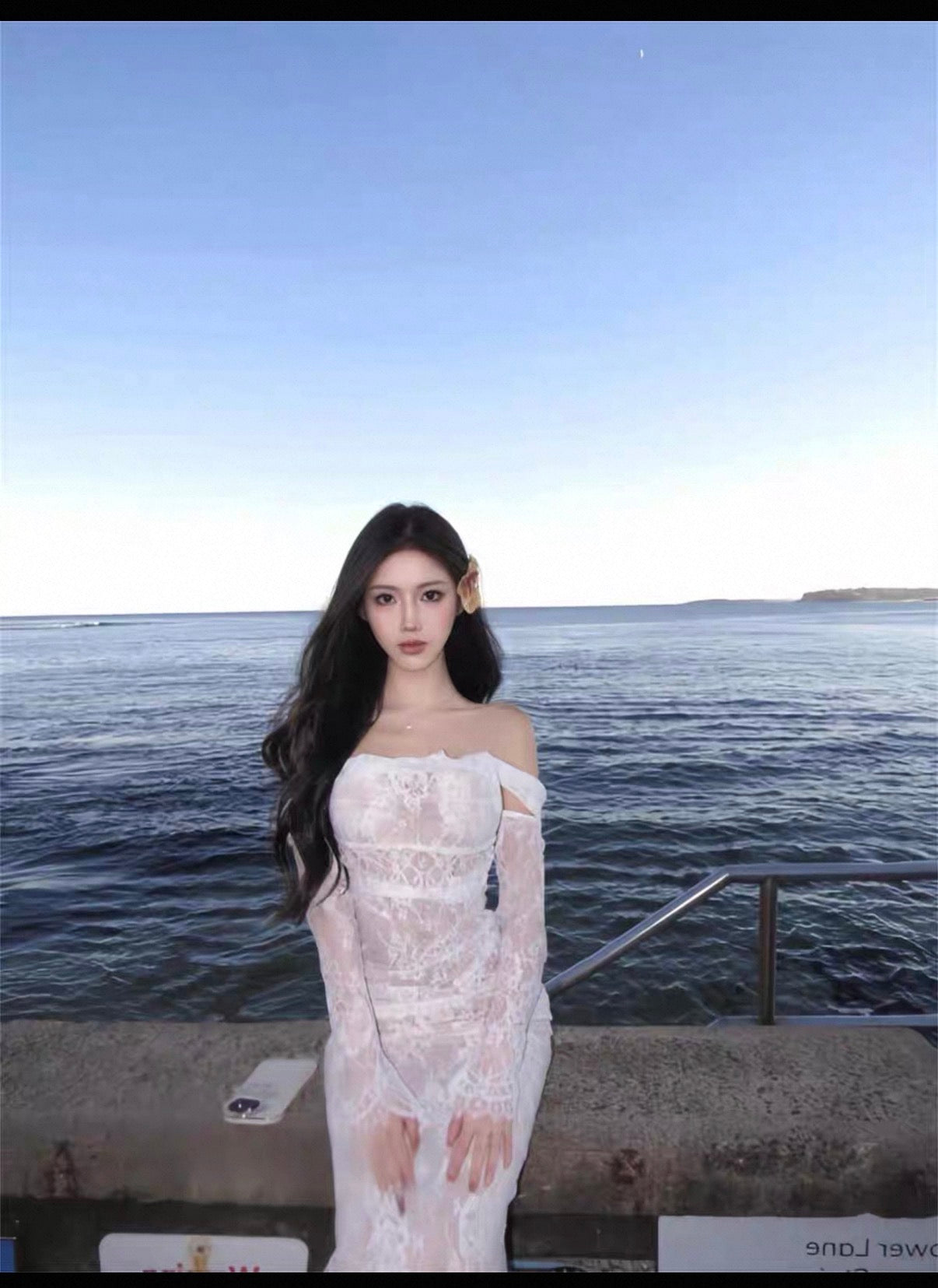 White long one piece lace elegant dress