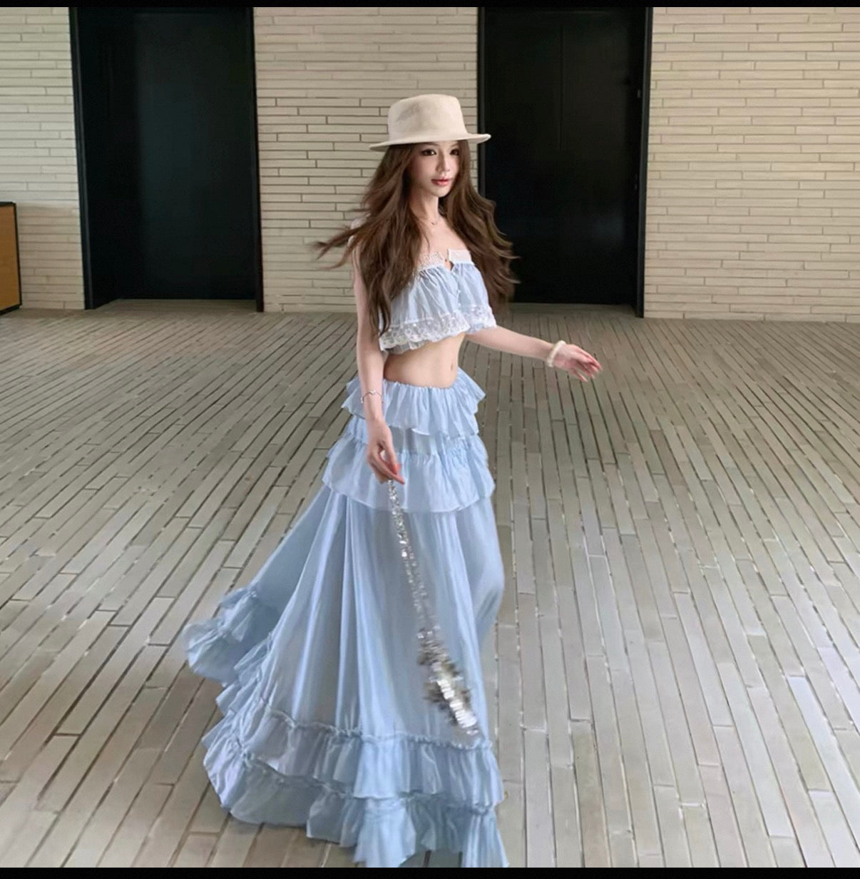 Beachside lace two pieces dress full set