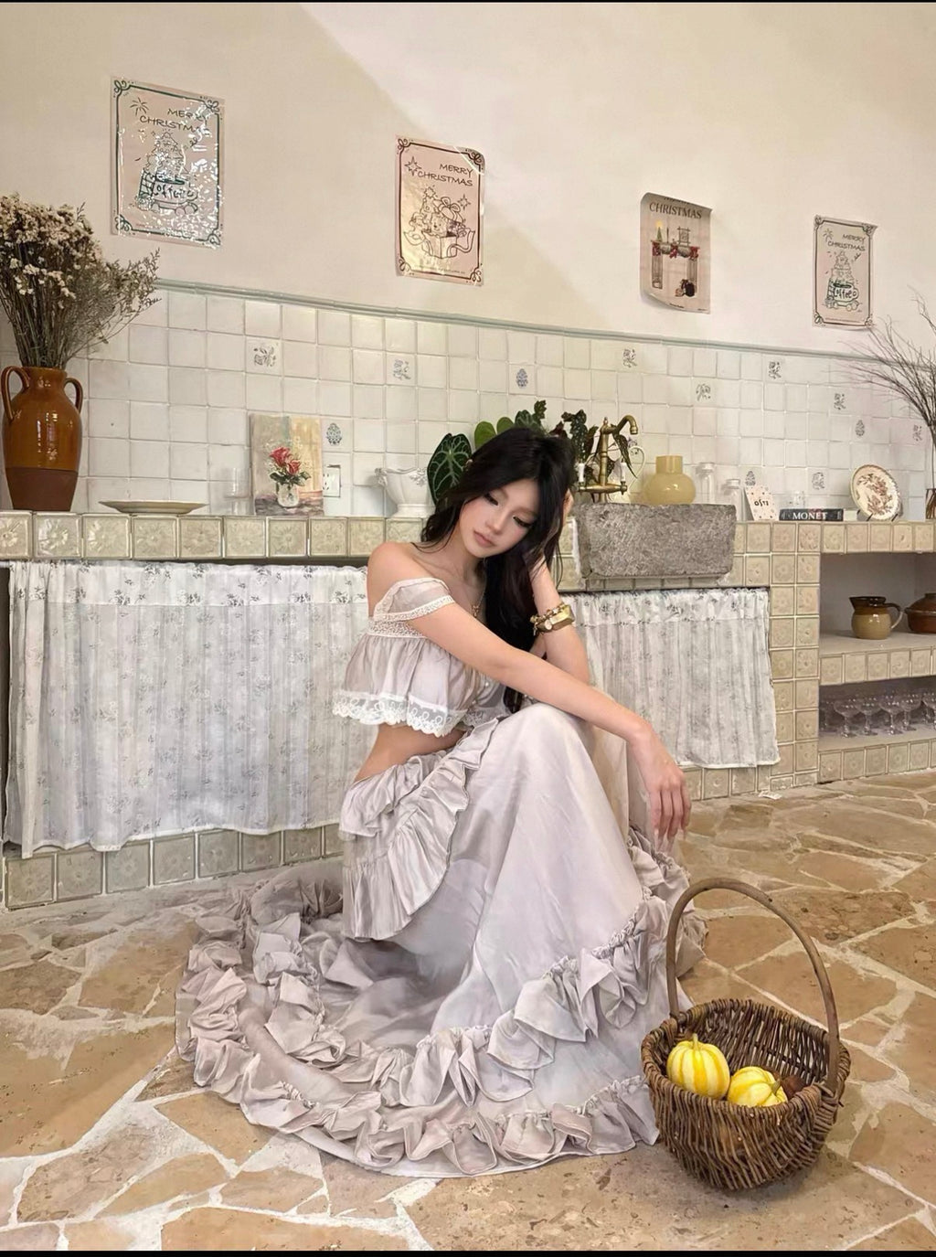 Beachside lace two pieces dress full set
