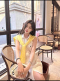RL old money two piece shirt dress with a yellow jacket