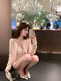 Pink cardigan elegant top