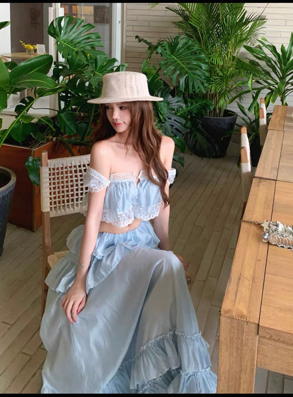 Beachside lace two pieces dress full set