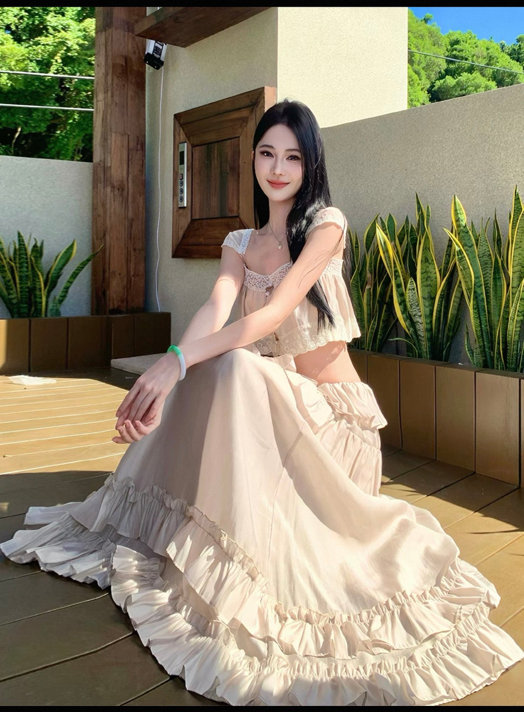 Beachside lace two pieces dress full set