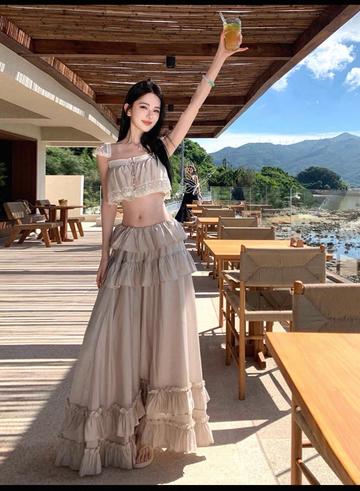 Beachside lace two pieces dress full set