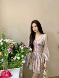 Floral one piece Korean style lilac dress