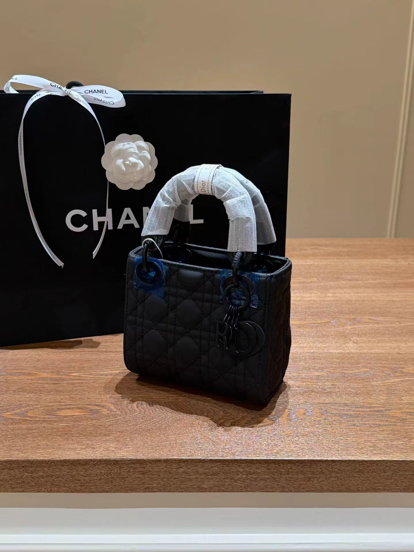 Lady Dior style luxury handbag