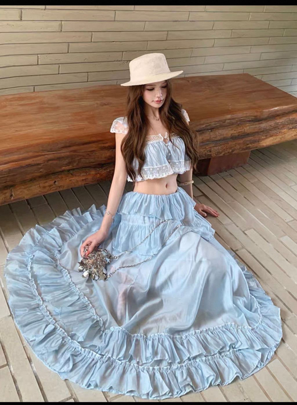 Beachside lace two pieces dress full set