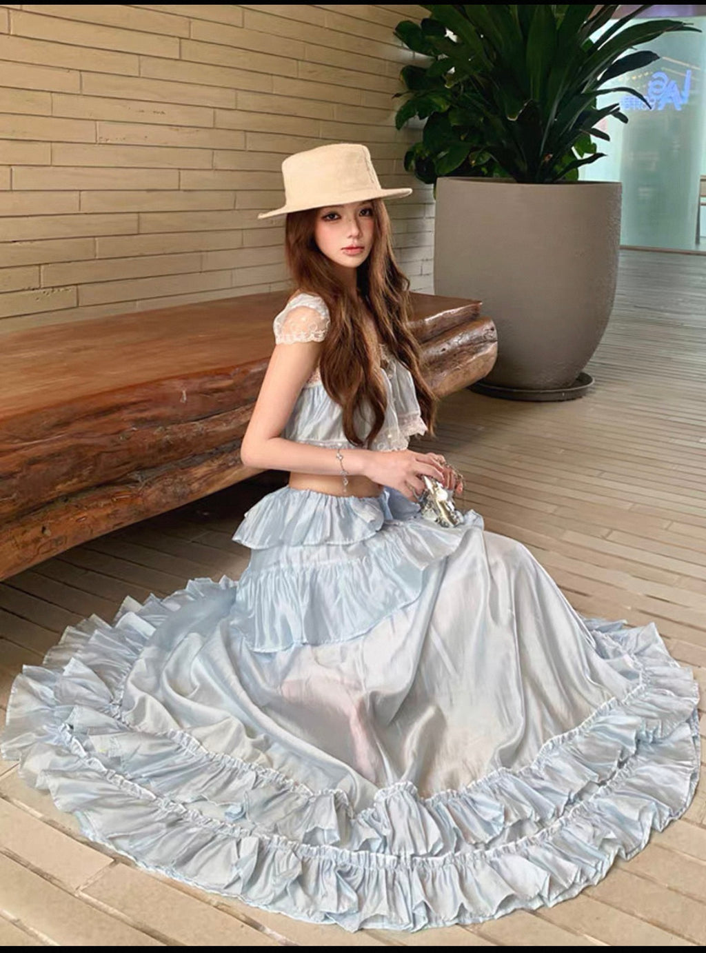 Beachside lace two pieces dress full set