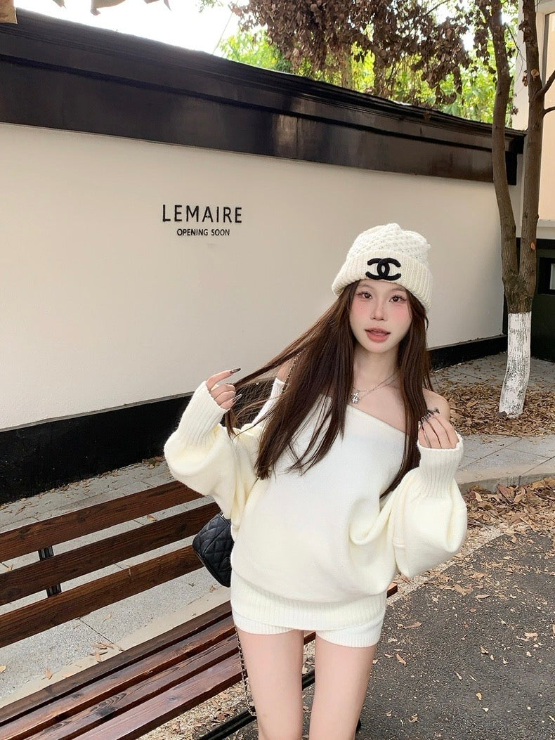 White elegant cardigan one piece shorts