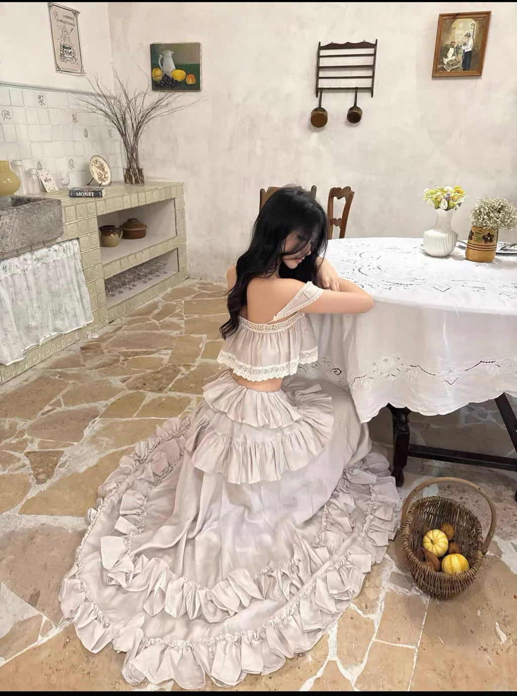 Beachside lace two pieces dress full set