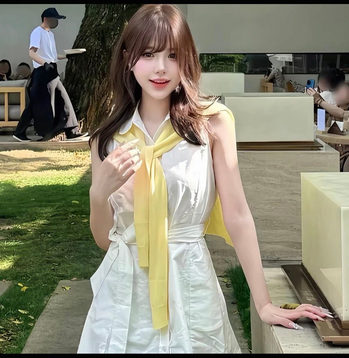 RL old money two piece shirt dress with a yellow jacket