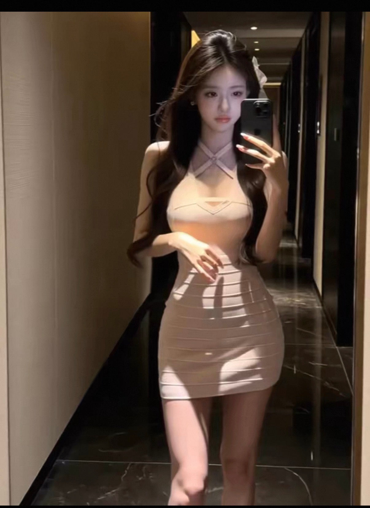 Pink sexy cross sleeveless one piece dress