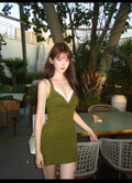 Green miu style one piece lace dress