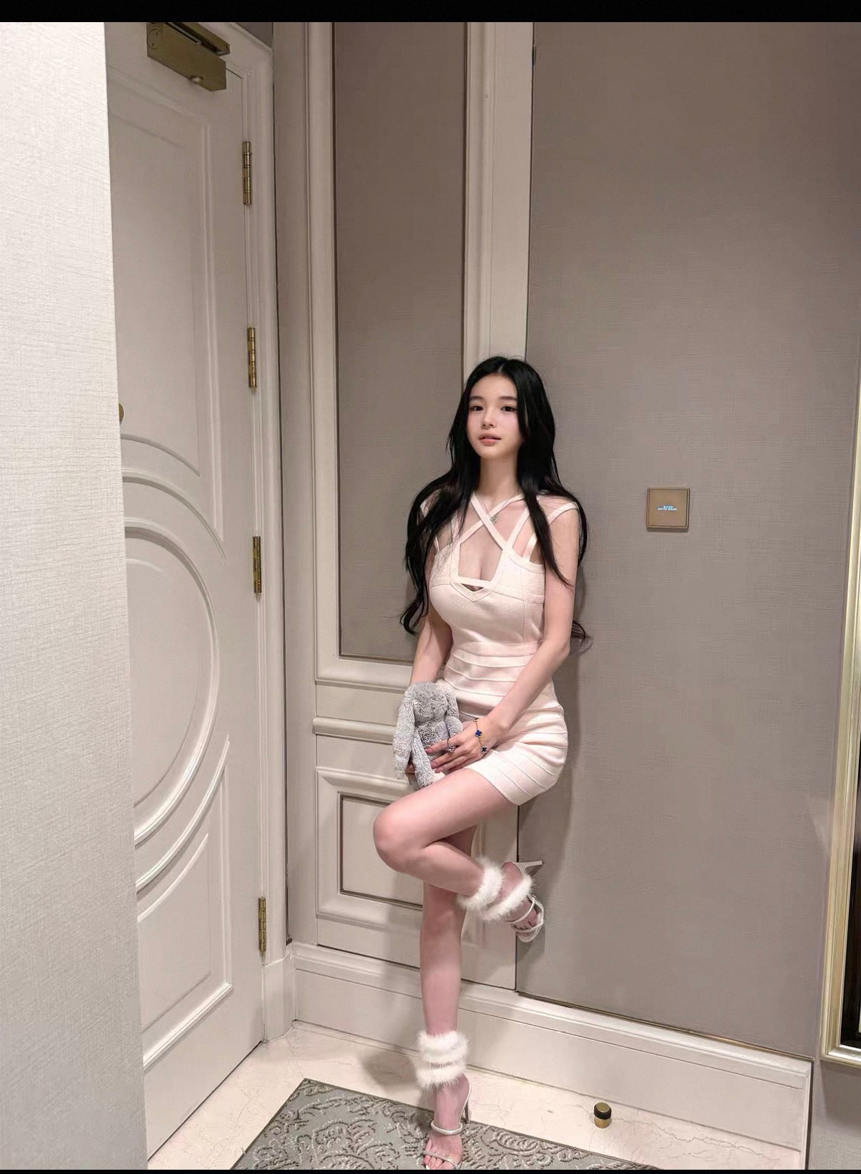 Pink sexy cross sleeveless one piece dress