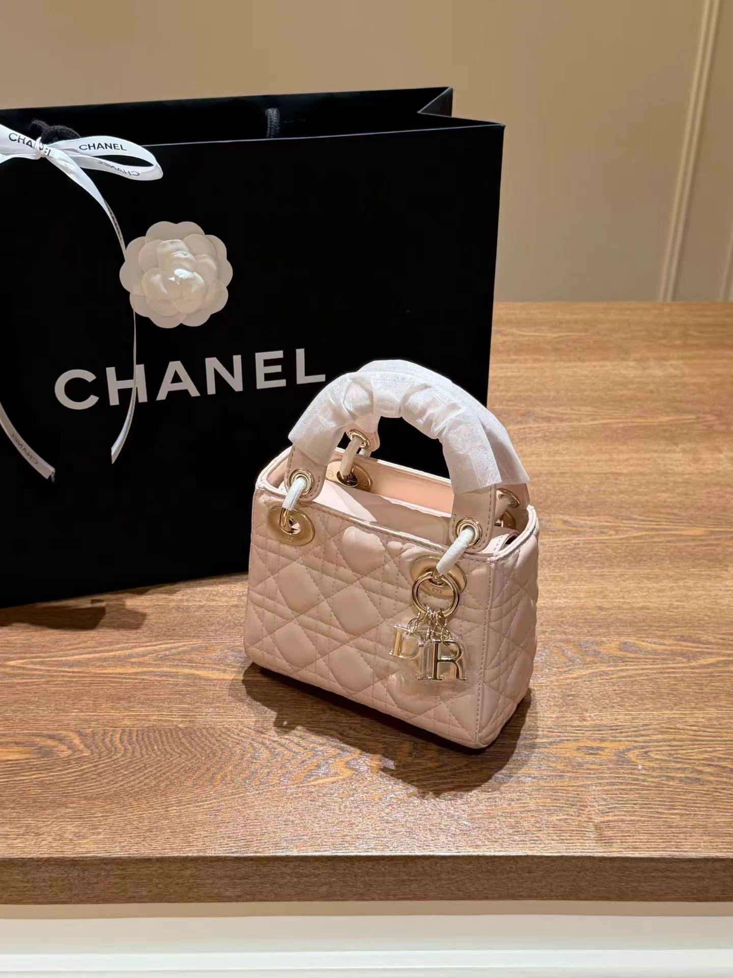 Lady Dior style luxury handbag