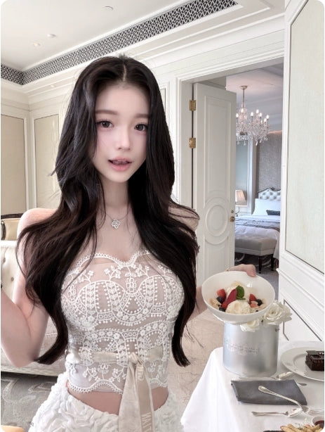 Elegant style Lace Bustier Gentle Heiress Temperament Fur Inner Top for Women