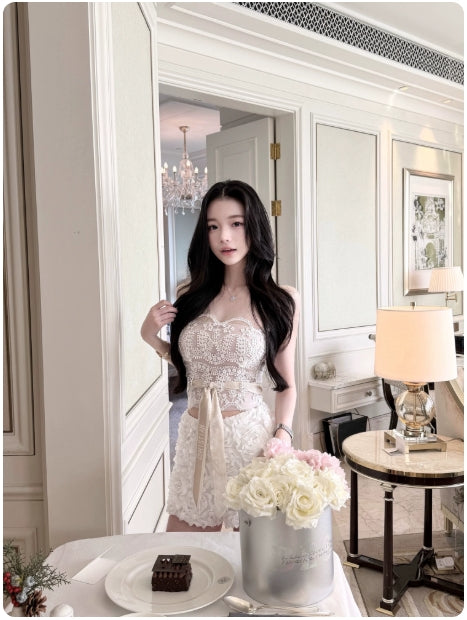 Elegant style Lace Bustier Gentle Heiress Temperament Fur Inner Top for Women